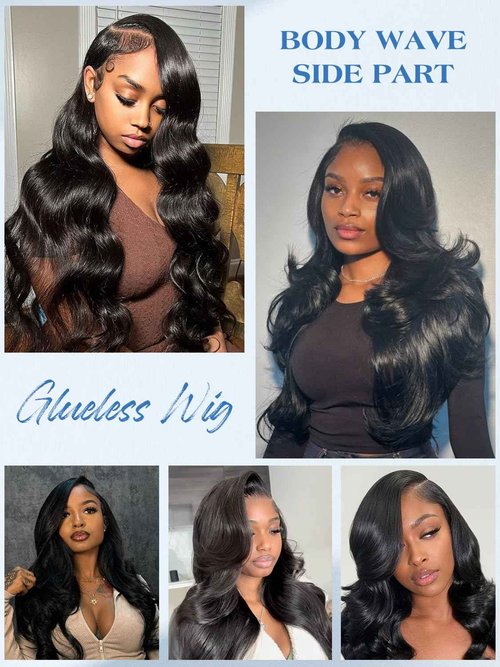 Ashart 18 Inch Side Part Body Wave 7X5 Wear and Go Glueless Wigs Human Hair Pre Plucked Pre Cut Pre Bleached Knots HD Lace Front Wigs for Black Women Glueless Wig 180% Density
