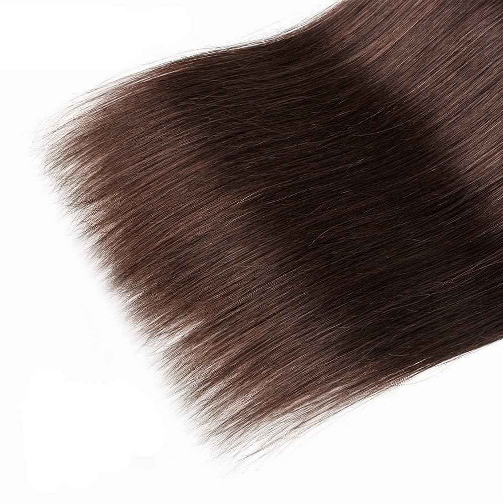 Giginger Brazilian Human Hair Bundles 24 26 28 Inch Chocolate Brown Straight Human Hair Bundles Brazilian Unprocessed Virgin Quick Weave Hair for Black Women