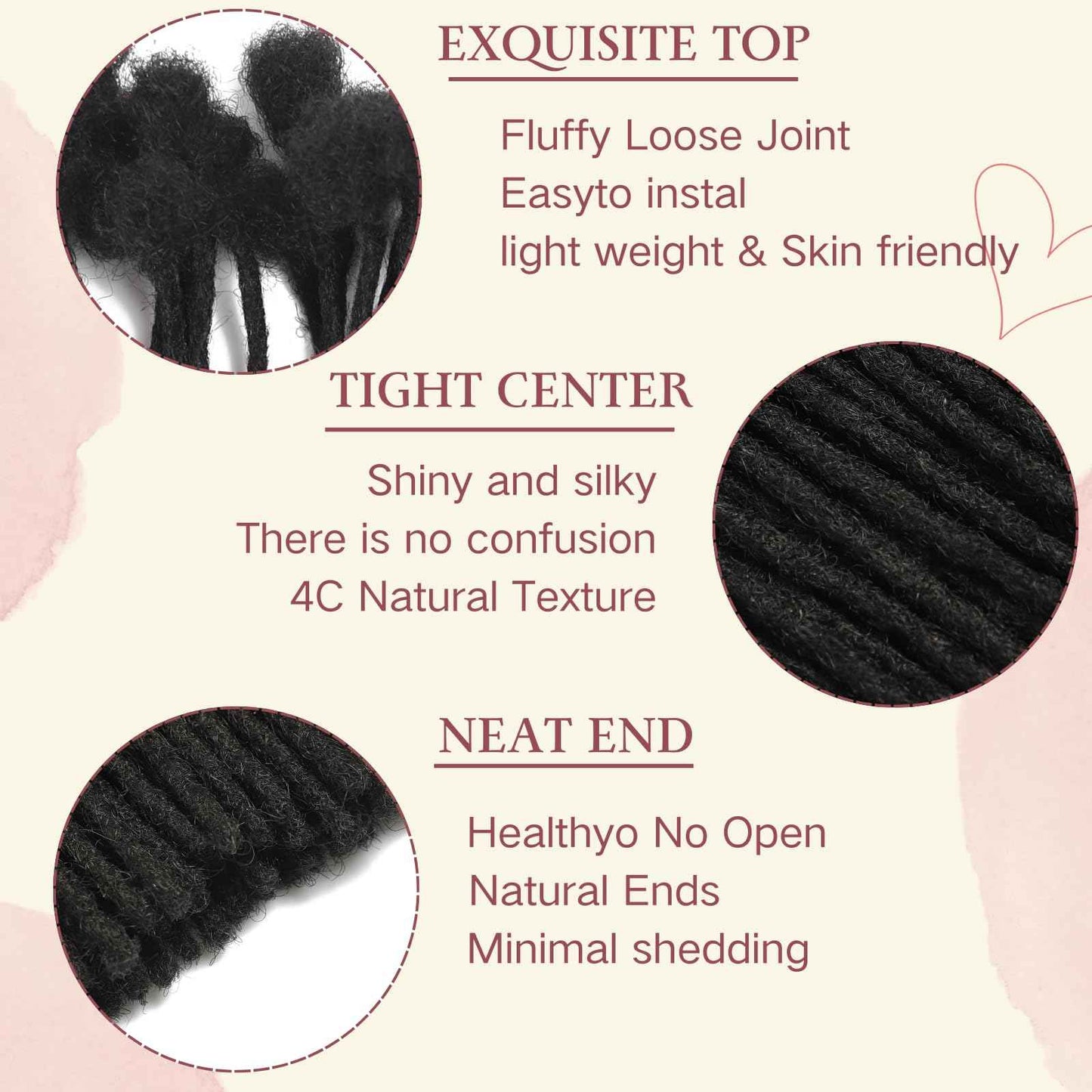 4 Inch Loc Extensions Human Hair 0.4cm Thickness 100 Strands 100% Full Handmade Permanent Dreadlock Extensions Real Human Hair For Women Men Kids Can Be Dyed Bleached Curled (Width 0.4cm Natual Black)