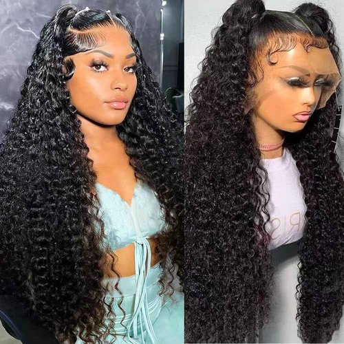 Keseyo Water Wave 13x6 HD Lace Front Wigs Human Hair Pre Plucked 200 Density Deep Part Curly Wig for Women with Baby Hair Water Wave Frontal Wigs Human Hair 24 Inch