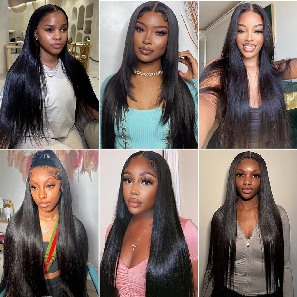 12A Brazilian Straight Bundles Human Hair 18 20 22 Inch, 100% Unprocessed Virgin Human Hair Bundles Straight, Sew In Hair Extensions Quick Weave 3 Glossy Hair Bundles, 300g/Pack Natural Black Color