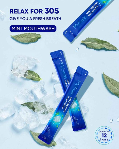 MySmile LP221 UVC Sterilizable Cordless Water Flossers Mouthwash Alcohol Free, Fresh Mint, 60 Uses