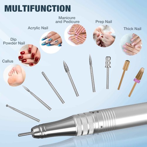 Nail Drill Professional, HoMove 2-in-1 40,000 RPM Cordless Nail Drill Rechargeable, Powerful Efile Nail Drills for Gel Dip Acrylic Nails/ Nail Art Salon/ Home Use