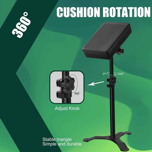 BARBALL Adjustable Tattoo Arm Rest Support Stand, Black Padded Armrest with Heavy Duty Base