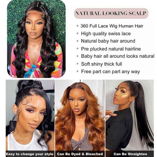 catti Body Wave 360 Lace Front Wigs Human Hair 360 Full Lace Frontal Wigs Human Hair Pre Plucked with Baby Hair Brazilian Virgin Hair Body Wave Human Hair 360 HD Lace Front Wigs (20 Inch)
