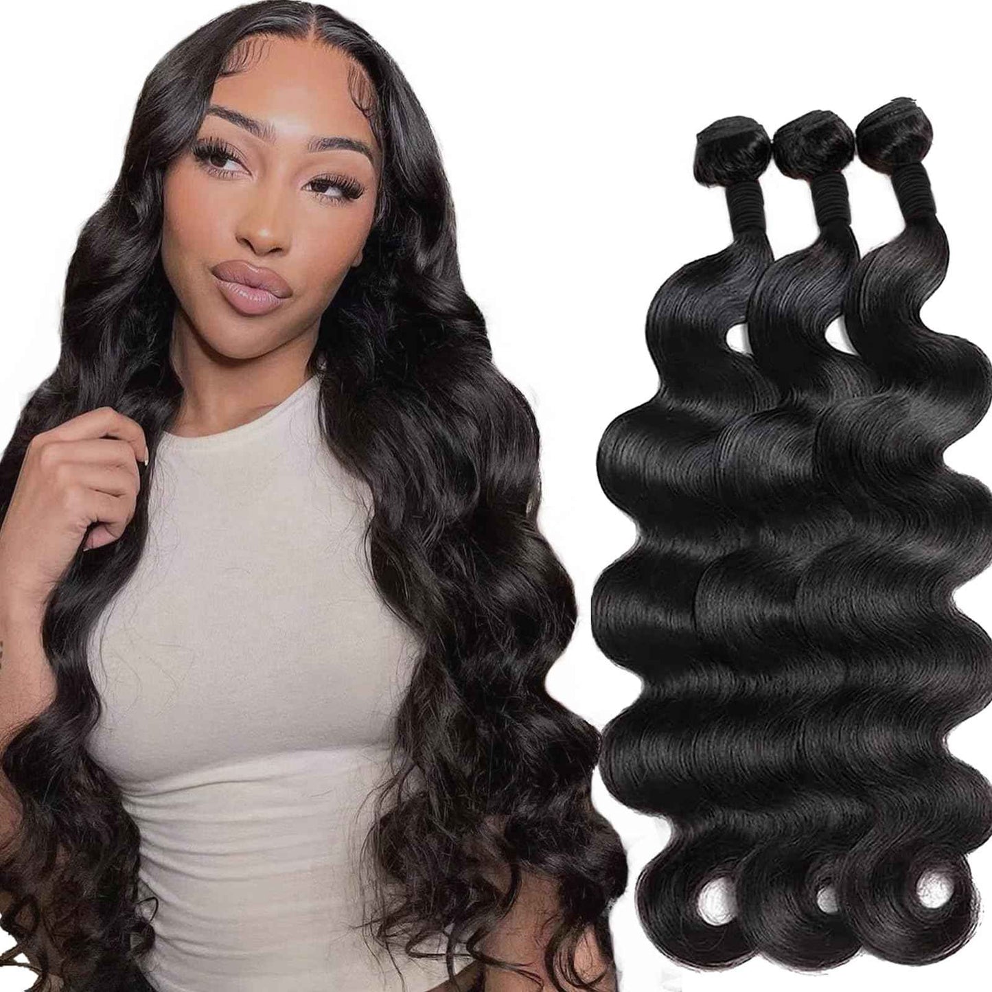 12A Unprocessed Brazilian Human Hair Body Wave human hair bundles 3 Bundles 14 16 18 Inch 300g/Pack Natural Black soft Smooth Double Weft Quick Weft Extensions for Women
