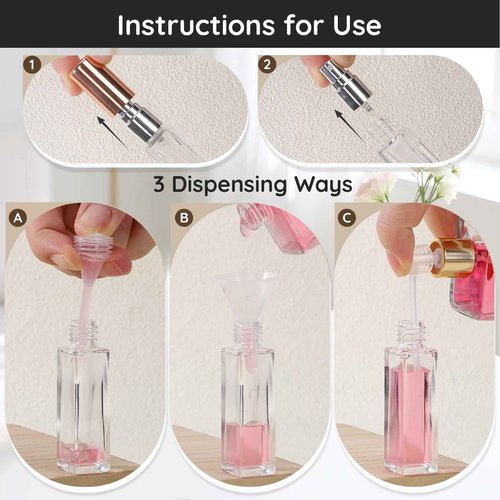 Segbeauty 60pcs 0.34oz Glass Perfume Bottles Empty, Travel Perfume Bottle Refillable, 10ml Mini Glass Spray Bottles, Bulk Fine Mist Small Cologne Sprayer, Fragrance Atomizer with Dispensing Tool