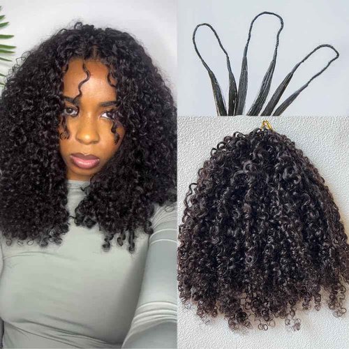 Knotless Pre Separated Human Hair Crochet Extensions for Braids Afro Kinky Curly Brazilian Virgin Feather Hair Bundles Boho Twist Braiding Hair for Black Women 16inch 60g