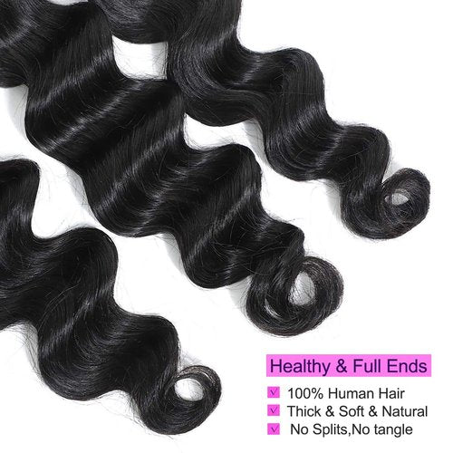Loose Deep Wave Bundles 16 18 20 Inch Human Hair Bundles for Black Women 10A Grade Unprocessed Brazilian Hair Bundles Human Hair Extensions