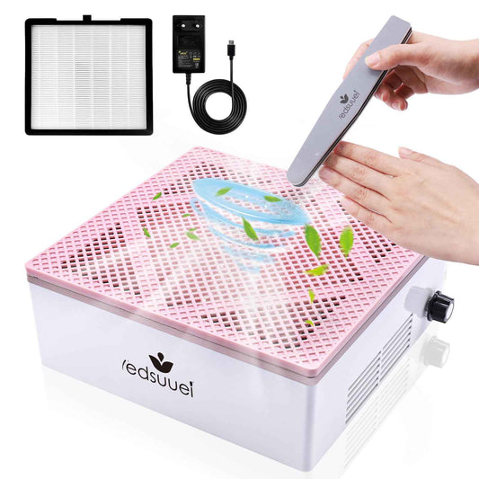 LEDSUUEI 80W Nail Dust Collector Super Powerful Dust Collector Nail Tech with Reusable Filter Adjustable Nail Vacuum Dust Collector Electric Dust Suction Machine for Acrylic Gel Nail Polishing