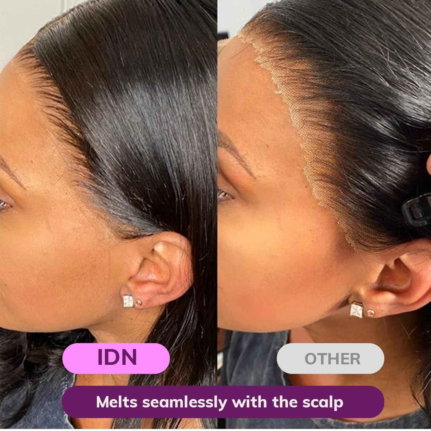 IDN Beauty Skinlike Real HD 13x4 Lace Frontal Straight 14 Inch Bleached Single Knots Ultra-thin Closure Virgin Human Hair 0.1 mm Pre Plucked Hairline