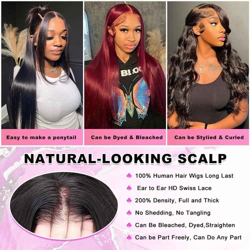 SOPSFR 13x6 Straight Lace Front Wigs Human Hair for Women HD Transparent Lace Wigs Human Hair 200% Density Glueless Wigs Human Hair Pre Plucked Natural Hairline 20Inch