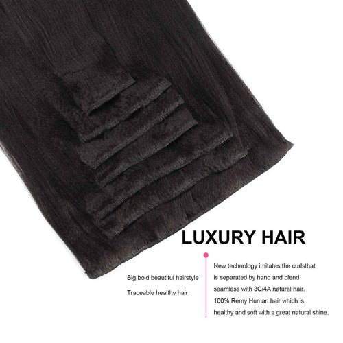 ABH AMAZINGBEAUTY HAIR 24 Inch Yaki Straight Clip in Hair Extensions for African American Relaxed Hair Yaki Clip in Hair Extensions Human Hair for Black Women 7 Pieces 120 Gram Per Set