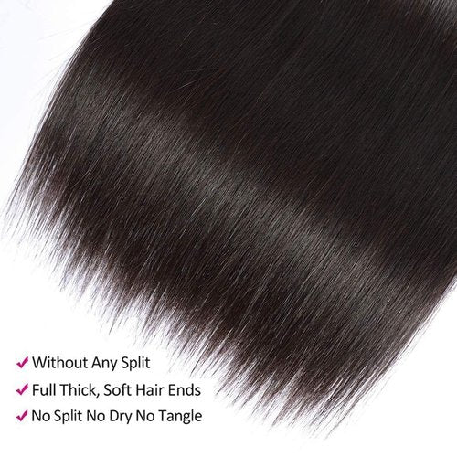 Condescension Brazilian Human Hair Bundles 22 24 26 Inch Straight 3 Bundles Human Hair 100% Unprocessed Remy Brazilian Virgin Weave Hair Natural Black for Women