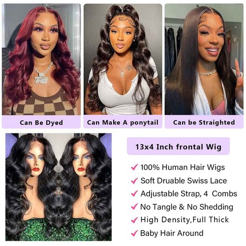 SUNKASA 20 Inch Lace Front Wig Human Hair Body Wave Wigs for Black Women HD 13x4 Lace Frontal Glueless Wigs Human Hair Pre Plucked With Baby Hair Natural Color