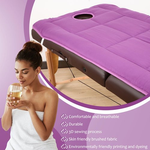 Oudain 4 Pcs Spa Massage Table Pad Beauty Massage Mattress Topper Massage Table Sheets Thickened Massage Bed Cover with Face Hole and Elastic Bands for Beauty Salon Spa Bed, 31.5 x 75 Inch (Purple)