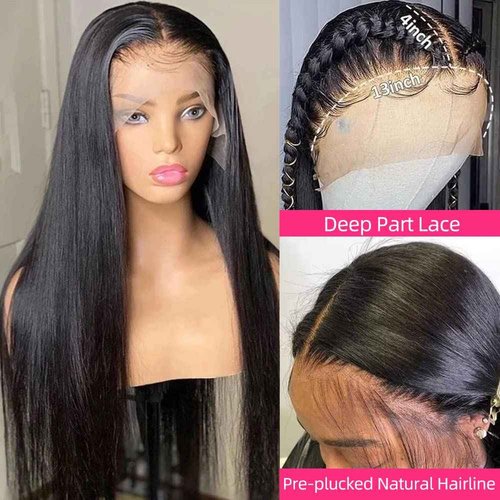 XUBULO 32 Inch Lace Front Wigs Human Hair Pre Plucked with Baby Hair 200 Density Real Human Hair Wig Straight 13x4 HD Lace Frontal wigs
