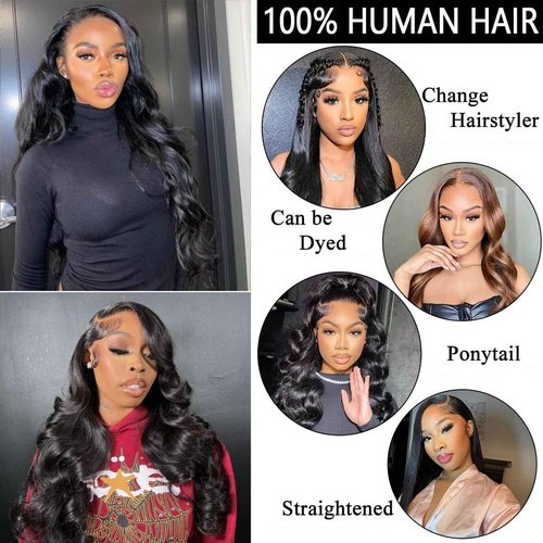 FunMatic ANGEL GIRLS Body Wave Lace Front Wigs Human Hair 13x6 HD Lace Front Wig Human Hair Pre Plucked (body wave, 20 inch)