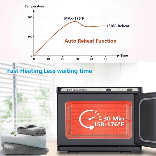 JXSDLIY Personal 8L Small Hot Towel Warmer for Salon Beauty Bathroom Hot Towel Cabinet 2-in-1 Home Spa Towel Warmer for Facials, Upgrade Fast Heating Towel Heater Towel Steamer (8L, Black)