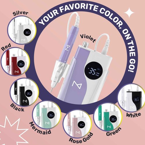 M – Ying Yang Brushless Nail Drill 35K RPM | Pro Cordless Efile 85W | Rechargeable USB-C Fast Charging | Portable Aluminum Alloy Shell | Quiet Low Vibration Tool for Acrylic Gel Nails (Rose Gold)