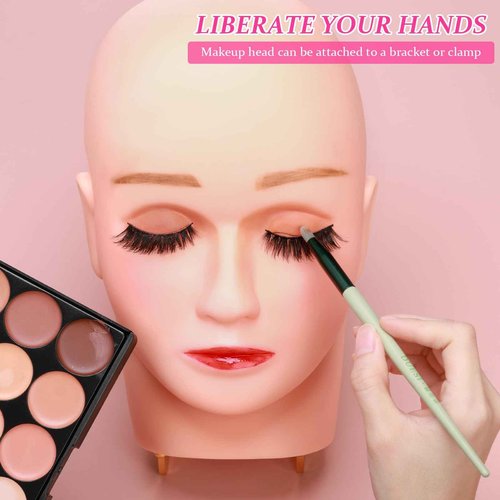 Reginary 12 Pcs Lash Mannequin Head Silicone Plastic Makeup Training Heads for Makeup Eyelash Grafting Massage and Esthetics Practice