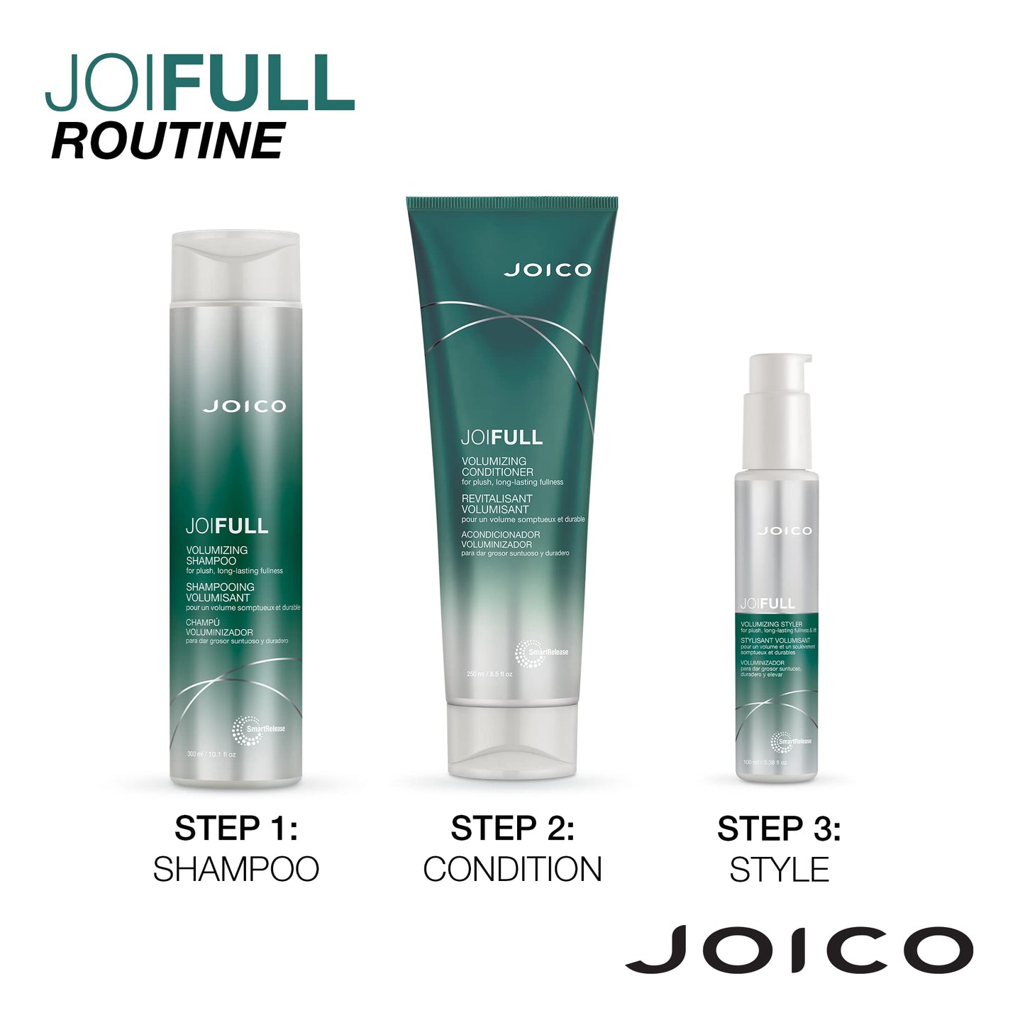 JoiFULL Volumizing Styler | For Fine, Thin Hair | Add Instant Body | Long-Lasting Volume & Texture | Protect Against Pollution | With Rice Protein & Bamboo Extract | 3.38 Fl Oz (Pack of 2)