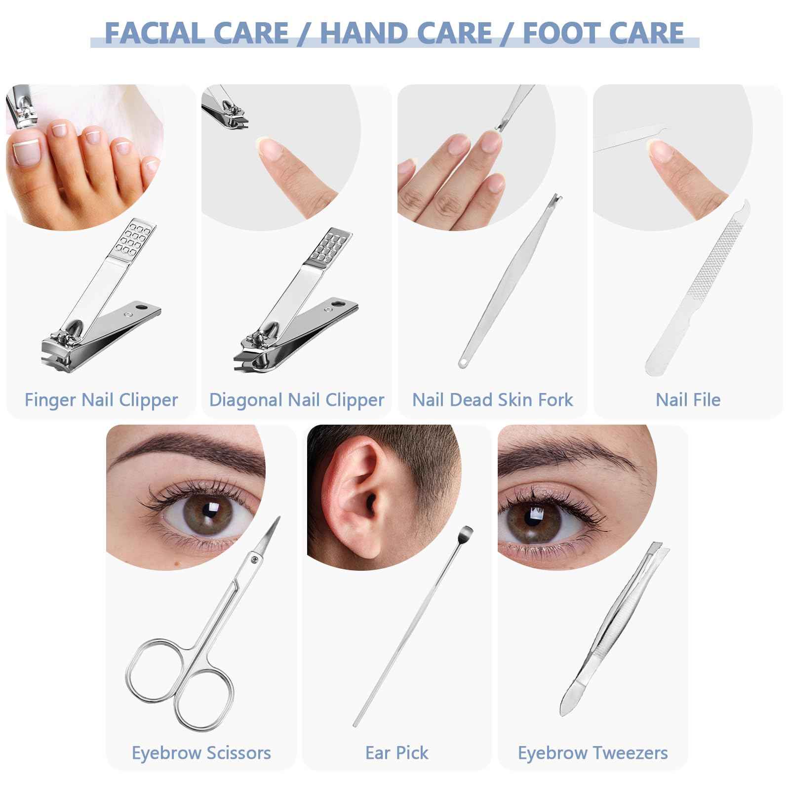 30 Set Manicure Kit Bulk Nail Clippers 7 in 1 Mini Nail Clippers Stainless Steel Professional Care Pedicure with Travel Bag Grooming Kit for Christmas Women Men Home(Vivid Color,Cute)