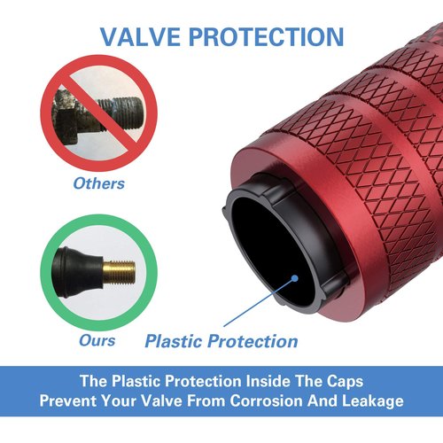 CKAuto Tire Valve Stem Caps, Red, 4 pcs/Pack, Anodized Aluminum Tire Valve Cap Set, Corrosion Resistant, Universal Stem Covers for Cars Trucks Motorcycles SUVs and Bikes