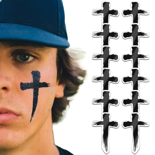 BLSTK Athletics - Sports Eye Black Temporary Tattoos (Cross - 12 Pack) Made in The USA No Grease, No Mess, Fast Application Eye Black Accessories for Football, Baseball, Softball, Lacrosse & More