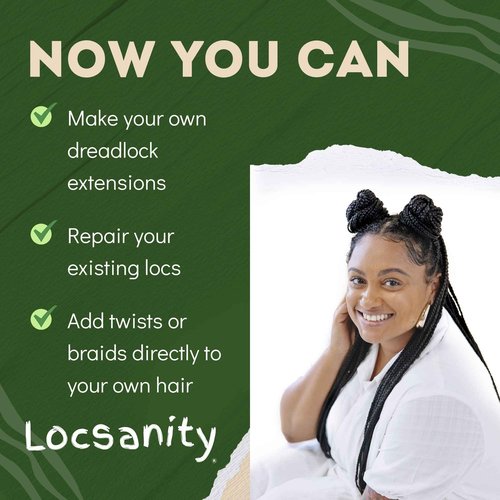 Locsanity Afro Kinky 100% Bulk Natural Human Hair - Braiding Hair for Dreadlocks, Loc Repair, Dreadlock Extensions, Twists, Braids - 16 Inches Long, 1 Oz