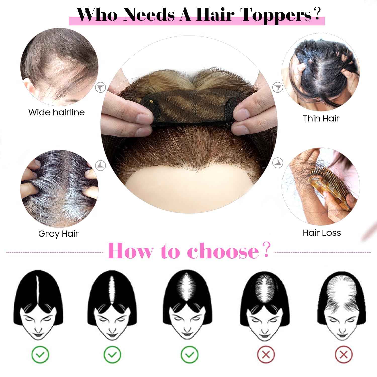 GULALUUK Hair Toppers for Women Real Human Hair 10 Inch Upgrade Swiss Lase Base Toppers Hairpieces with Thinning for Daily Wear (Ombre Light Blonde)