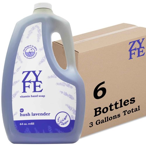 ZYFE Lavendar Hand Soap Refill 6-pack [3 Gallon] Liquid Hand wash Refill Gallon - Natural Plant Derived Moisturizing Handsoap with Essential Oil Fragrance - Bulk for School Office Airbnb Gym
