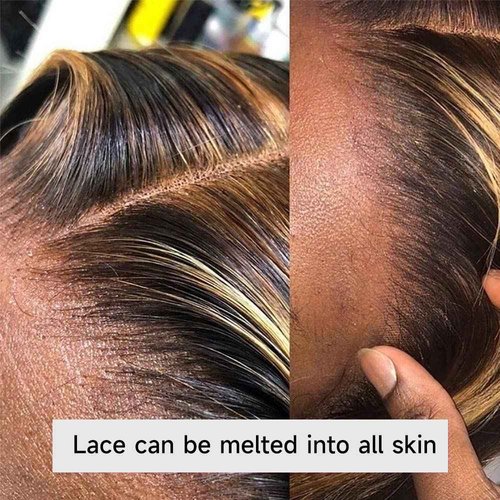 KeaBalo 28 Inch Highlight Ombre Lace Front Wig Human Hair Pre Plucked Body Wave Frontal Wigs 180% Density 4/27 Colored 13x4 Honey Blonde Lace Front Wig Human Hair for Women