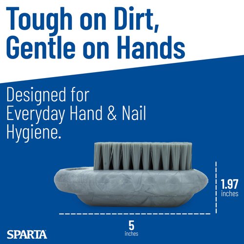 SPARTA Nail Scrub Brush Commercial-Grade, Heavy-Duty Hand and Fingernail Brush with Stiff Bristles for Gardeners, Mechanics, And Foodservice Personnel, Plastic, 5 Inches, Gray, (Pack of 12)