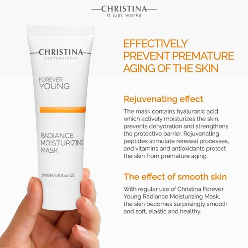 Christina Forever Young Radiance Moisturizing Facial Mask with Vitamin E | Anti-Aging Nourishing Face Masks Skincare | Skin Renewal Boost | Strengthens and Revitalizes Skin | For All Skin Types 50ml