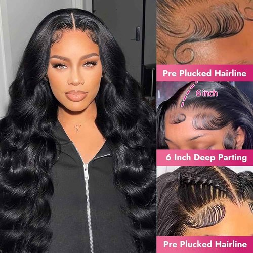 Leicymens 13x6 Lace Front Wigs Human Hair 30 Inch Body Wave Lace Front Wigs Human Hair Pre Plucked Natural Color Glueless Wigs Virgin Hair HD Lace Front Wigs for Women