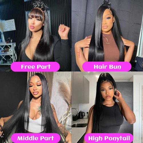 13x6 Lace Front Wigs Human Hair 220 Density Straight HD Lace Frontal Wigs Human Hair Pre Plucked with Baby Hair Glueless Wigs Brazilian Virgin Straight Wigs Human Hair for Women Natural Color 20 Inch