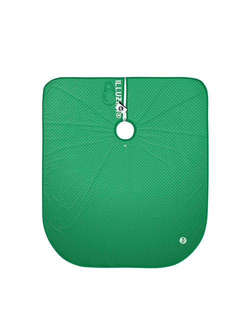 Illuzien Green Ski Mask PRO Barber Cape, Hair Cut Drape, Water-Resistant Barber Accessories, Professional Cape