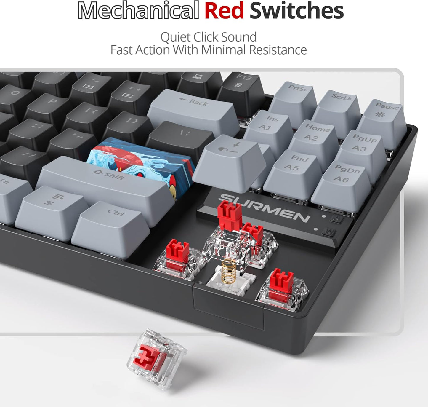 60 Percent Gaming Keyboard Mechanical with Linear Red Switch, 65% Wired Ultra-Compact Mini Keyboard Rainbow with PBT Keycaps for Ps4/Ps5/Xbox(68 Green)