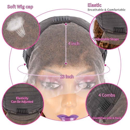 Chesma 28inch Highlight Ombre Lace Front Wig Human Hair 13x4 HD Honey Blonde 4/27 Deep Wave Lace Frontal Wigs Glueless Wigs 180 Density