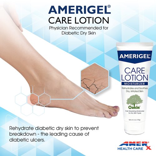 AMERIGEL Care Lotion Bundle - Hypoallergenic Moisturizer (6 oz.) Rehydrates & Soothes Dry Skin - Care Lotion for Diabetic Skin Care (16 oz.) Soothes Irritated Skin
