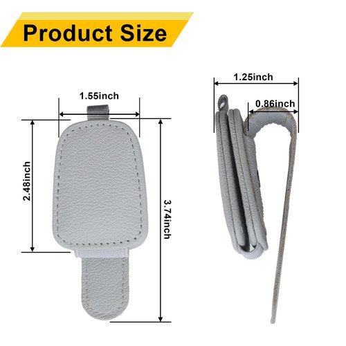 Yuoyar Sunglass Holder for Car, Magnetic Leather Sunglasses Holder and Ticket Card Clip, Car Visor Accessories, 2 Packs (Silver Grey)