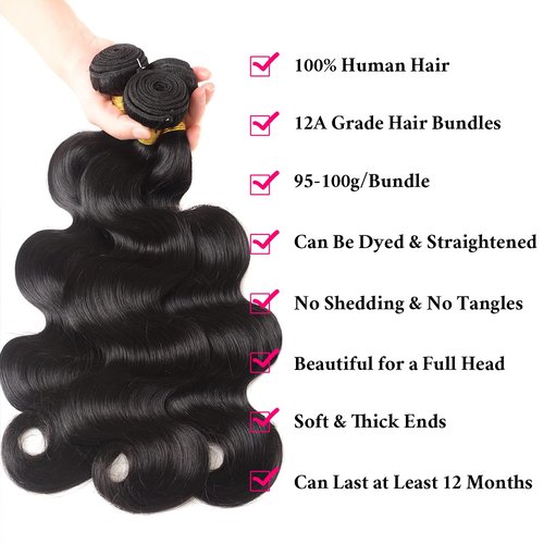 Silaiya Body Wave Bundles Human Hair 20 22 24 Inch 3 Bundles Human Hair 12A Brazilian Body Wave Hair Bundles 100% Unprocessed Virgin Hair Bundles Deals Human Hair Weave Bundles Human Hair Extension
