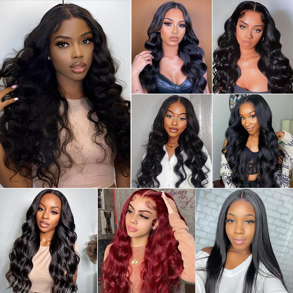 12A Body Wave Human Hair Bundles 100% Unprocessed Brazilian Virgin Human Hair 20 22 24 Inch 3 Bundles Double Weft Weave Natural Color Hair Extensions