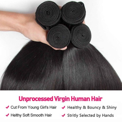 Straight 4 Bundles Human Hair 400g/Pack 18 20 22 24 Inch 12A Unprocessed Black Soft Double Weft Quick Wave Extensions for Women