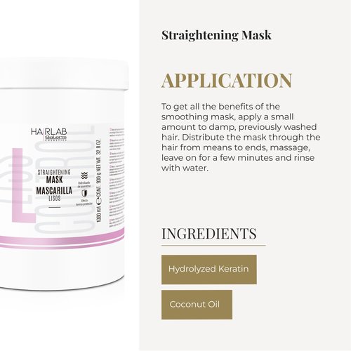 SALERM - Smoothing Hair Mask - Lisos Hair Lab - 1000 ml - Perfect Smoothing for Unruly Hair - With Hydrolyzed Keratin and Coconut Oil - Heat Protector for Hair - Eliminates Frizz