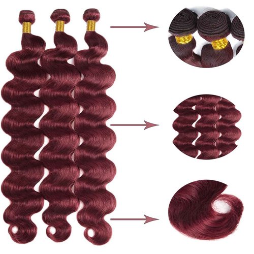 Fabimiya Bundles Human Hair Body Wave Burgundy 99J Human Hair Bundles Unprocessed Brazilian Virgin Hair Bundles Burgundy 99J Human Hair Bundles Quick Weave Hair Extension