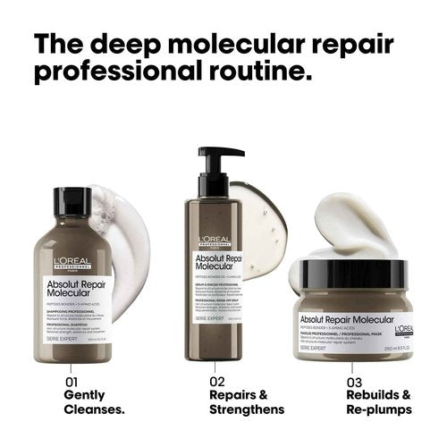 L'Oréal Professionnel Absolut Repair Molecular Pflege-Duo für stark strukturgeschädigtes Haar, Rinse-Off Serum und Maske 250ml