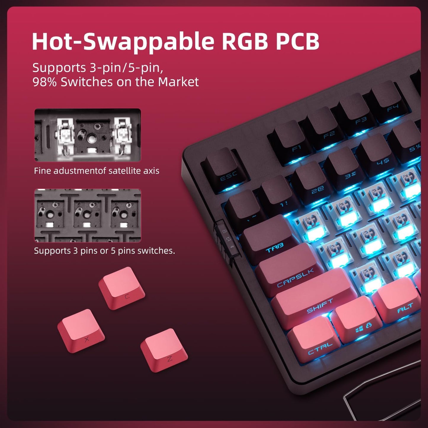 ZORNHER ZH980 Foundation Mechanical Keyboard,95% Pink Custom Creamy Keyboard with Number Pad,Jelly MOA Profile Keycaps,Pre-lubed Linear Switches,Hot-Swappable,RGB Backlit