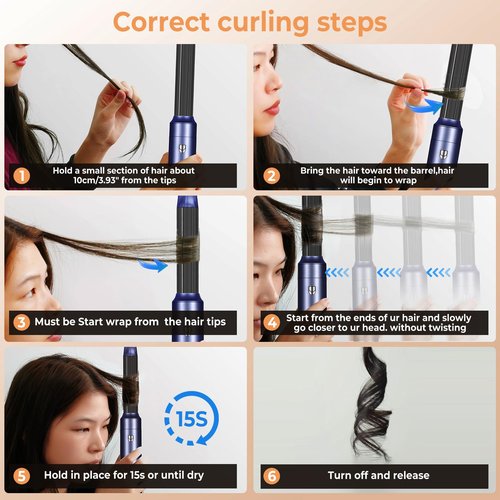 Blow Dryer Brush 6 in 1 Set, Negative Ionic Hair Dryer, Automatic Curling Wand Hair Straightener, Thermal Brush Fast Drying Hot Air Brush